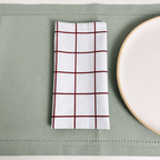 Kit com 4 guardanapos de tecido linhas e listras branco e vermelho Casa Pitaya