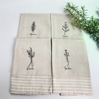 Kit com 4 guardanapos de tecido bordado Temperos Casa Pitaya