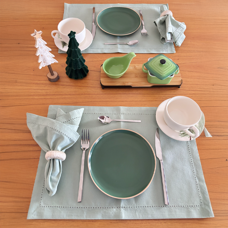 Kit lugar americano e guardanapo linha Alecrim Casa Pitaya