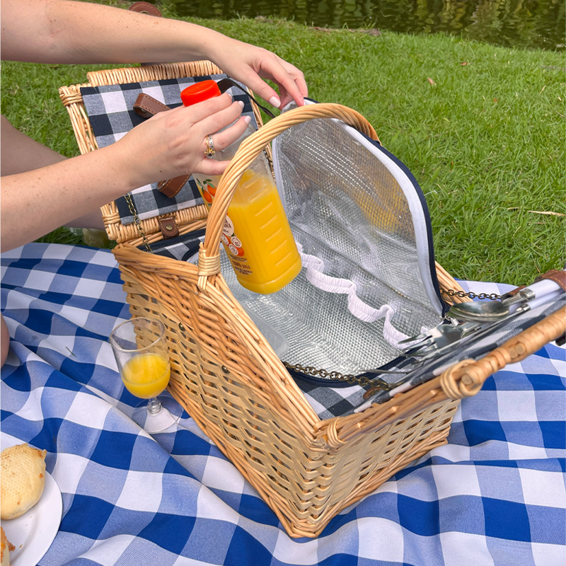 CESTO DE PIQUENIQUE XADREZ MARINHO