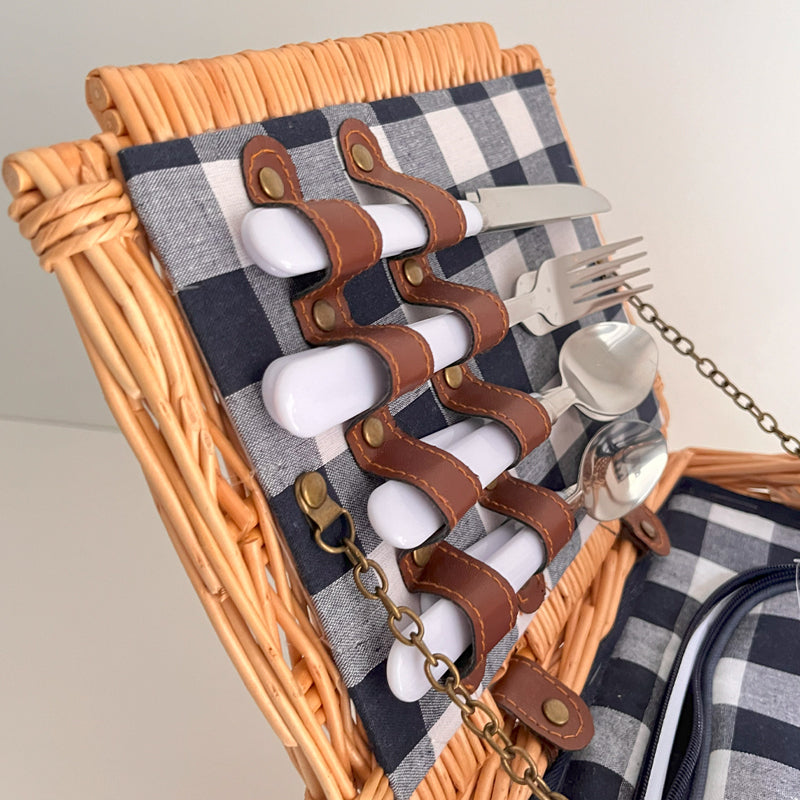 CESTO DE PIQUENIQUE XADREZ MARINHO