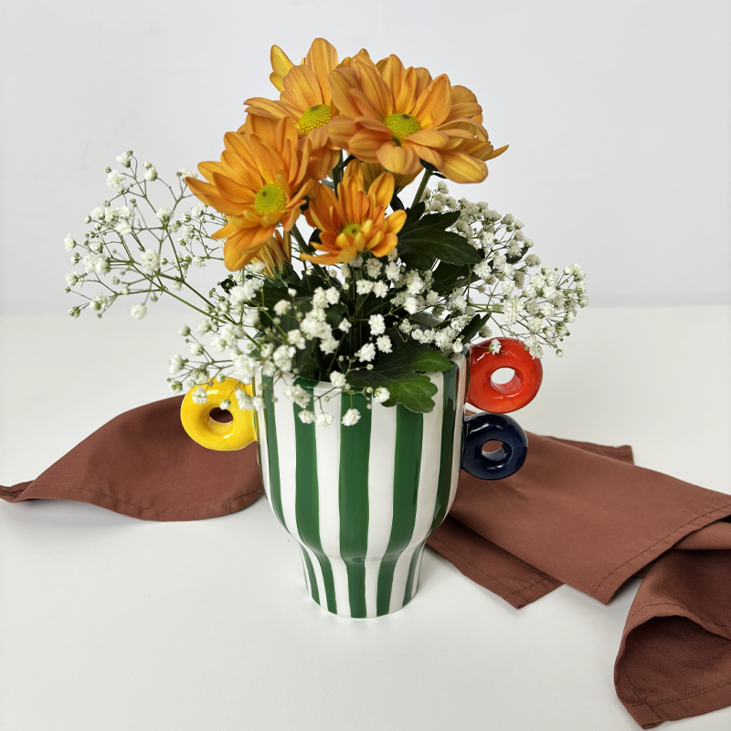 Vaso Salvia decorativo em cerâmica verde Casa Pitaya